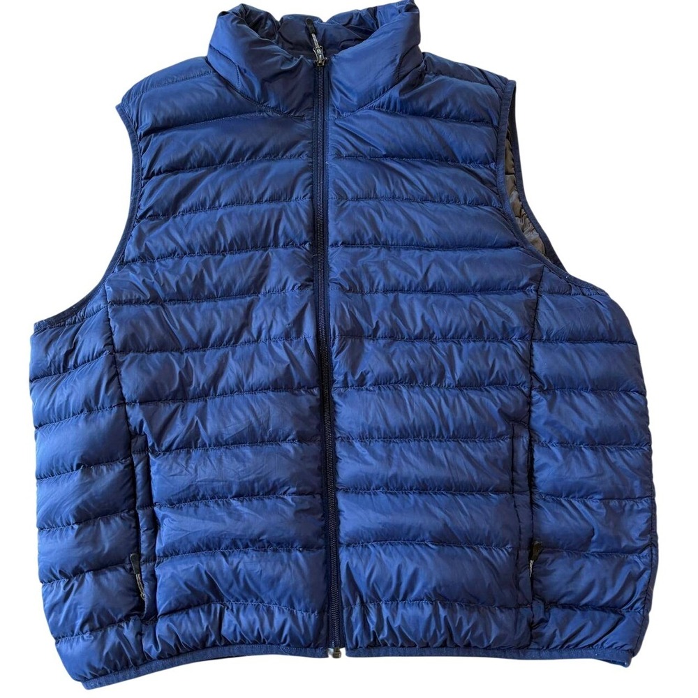 Hawke & Co Sport Mens XXL Blue Down Puffer Vest Full Zip Performance Lightweight